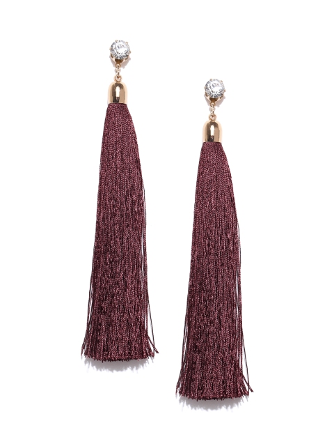 

FOREVER 21 Burgundy Tasselled Drop Earrings
