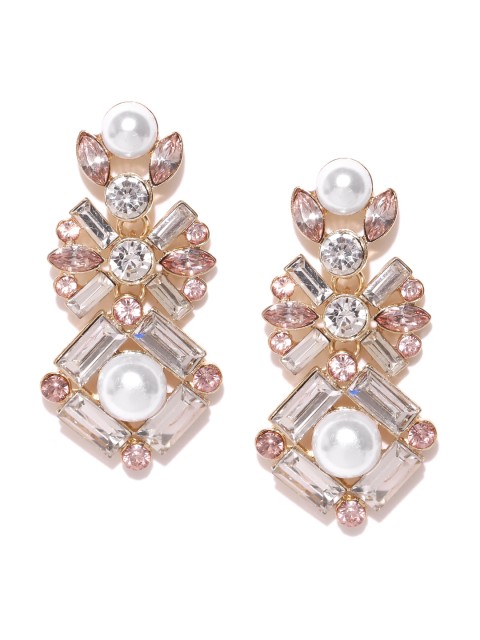 

FOREVER 21 Gold-Toned & White Contemporary Drop Earrings