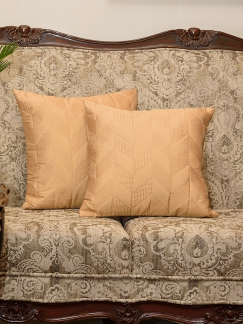 

THE CUSHION PROJECT Beige Set of 2 Geometric Square Cushion Covers