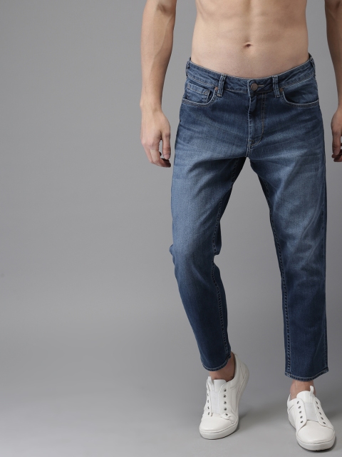

HERE&NOW Men Blue Slim Fit Cropped Mid-Rise Clean Look Stretchable Jeans