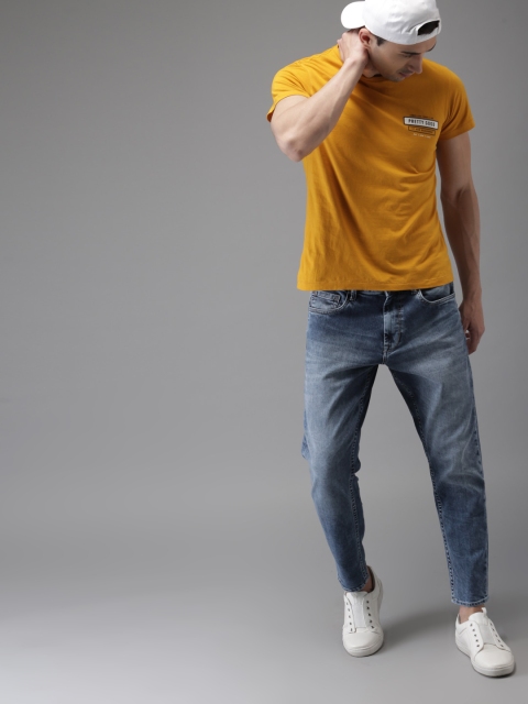 

HERE&NOW Men Blue Slim Fit Cropped Mid-Rise Clean Look Stretchable Jeans