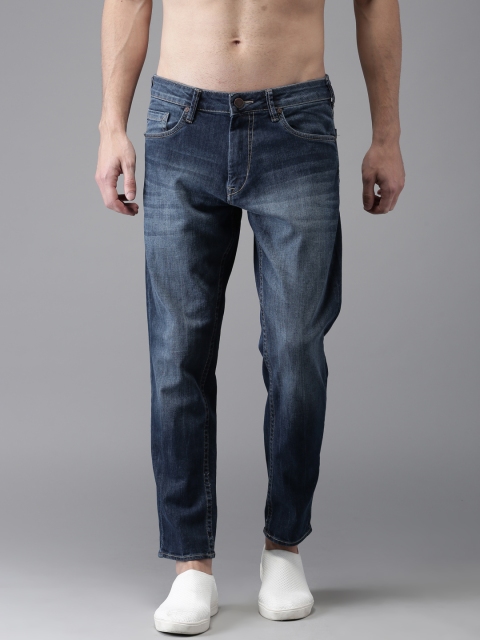 

HERE&NOW Men Blue Slim Fit Cropped Mid-Rise Clean Look Stretchable Jeans