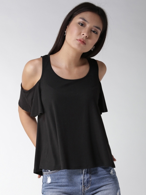 

FOREVER 21 Women Black Solid A-Line Top