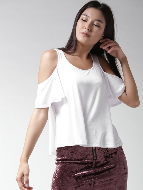 

FOREVER 21 Women White Solid Top