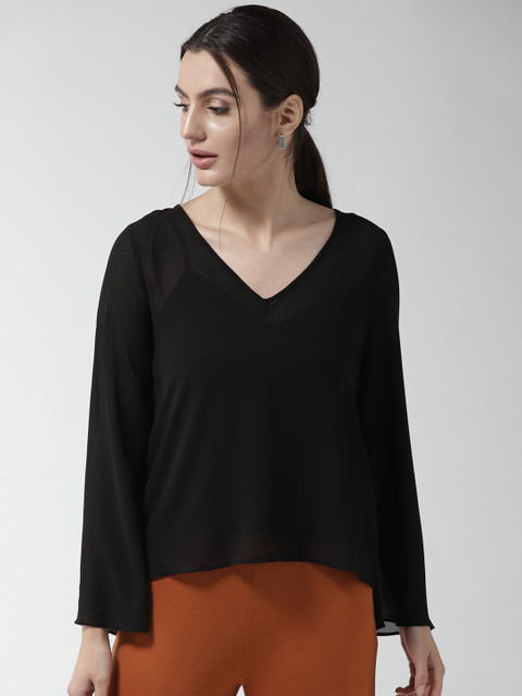 

FOREVER 21 Women Black Solid Top