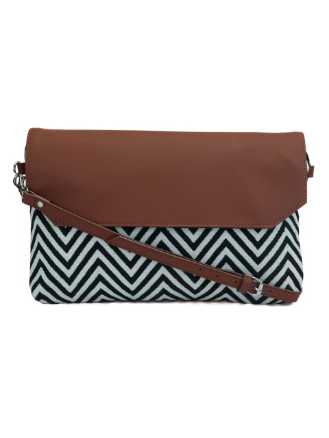 

Anekaant Brown & White Self-Design Sling Bag