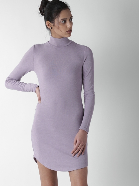 

FOREVER 21 Women Lavender Solid Bodycon Dress