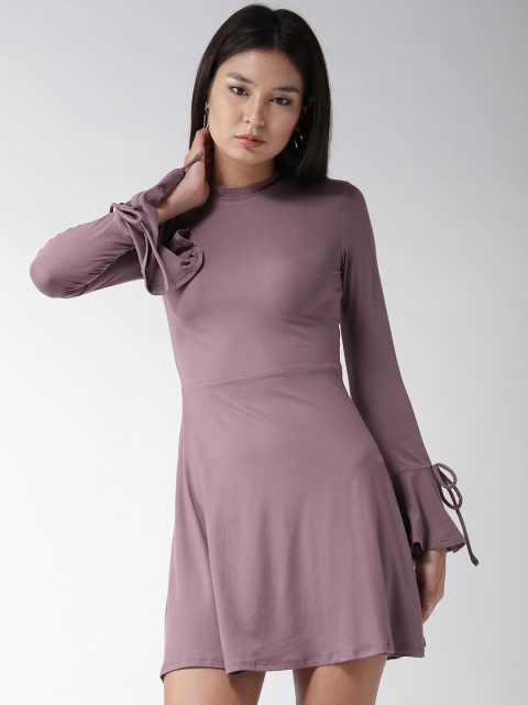 

FOREVER 21 Women Mauve Solid Fit and Flare Dress