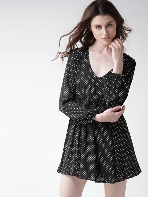 

FOREVER 21 Women Black & White Printed Fit & Flare Dress