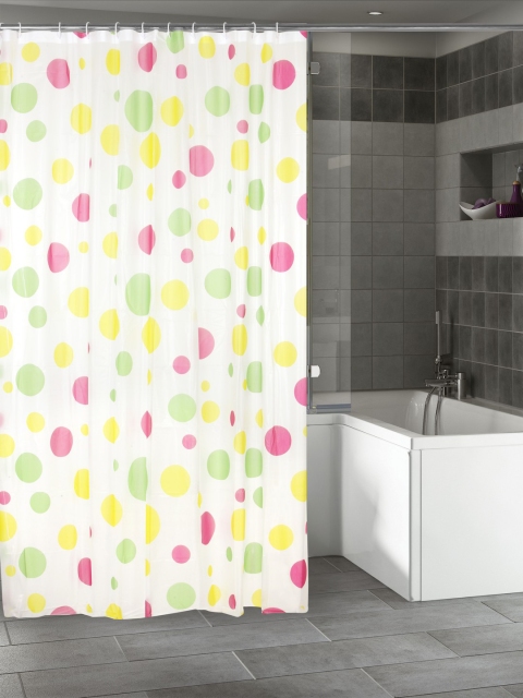 

Cortina White & Yellow Printed Polyester Single Shower Curtain