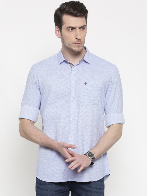 

British Club Men Blue Slim Fit Solid Casual Shirt