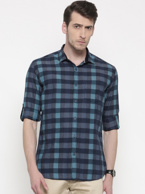 

Nature Casuals Men Navy Blue Slim Fit Checked Casual Shirt