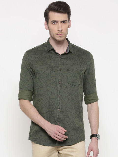 

Nature Casuals Men Green Slim Fit Printed Casual Shirt
