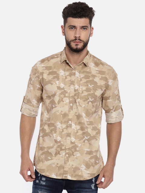 

Nature Casuals Men Beige Slim Fit Printed Casual Shirt