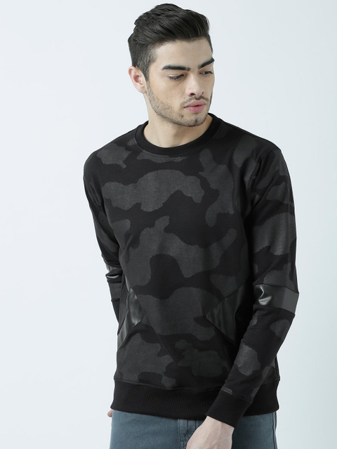 

Wear Your Mind Men Black & Grey Printed Sweatshirt