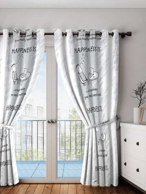 

Portico New York White Printed Single Long Door Curtain