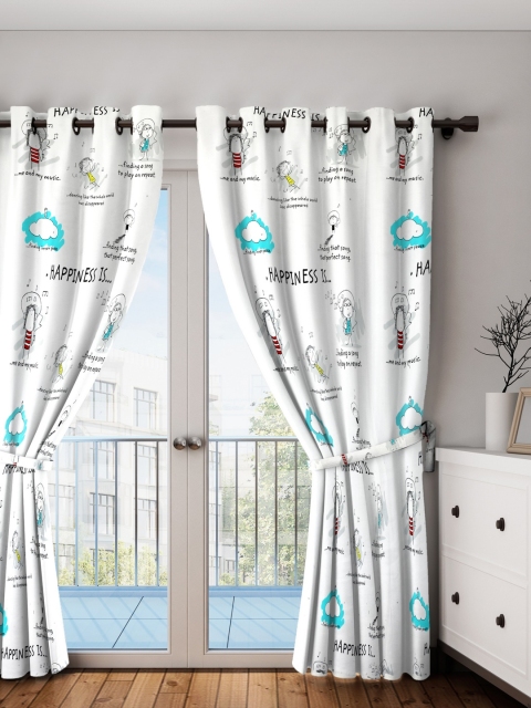 

Portico New York White Printed Single Long Door Curtain