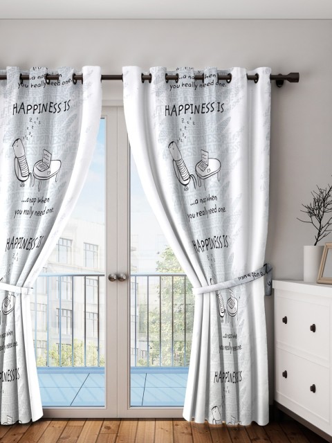

Portico New York White Printed Single Long Door Curtain