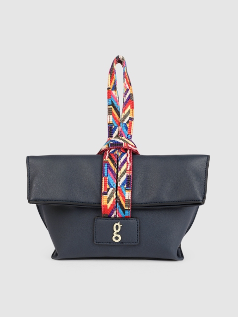 

Global Desi Navy Blue Solid Handheld Bag