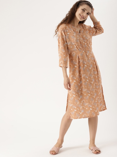 

DressBerry Women Beige Printed A-Line Dress