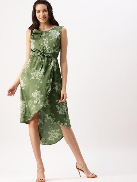

DressBerry Women Green Printed A-Line Dress