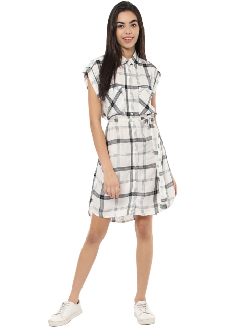 

Harpa Women White & Black Checked Shirt Dress