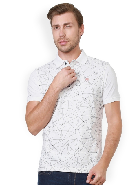 

Peter England Casuals Men White Printed Polo Collar T-shirt