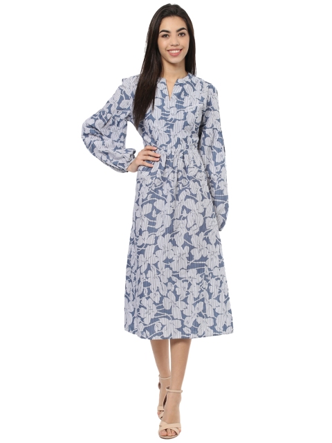 

Harpa Women Grey Printed Fit and Flare Dress