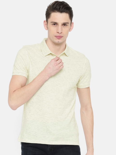 

Peter England Casuals Men Off-White Solid Polo Collar T-shirt