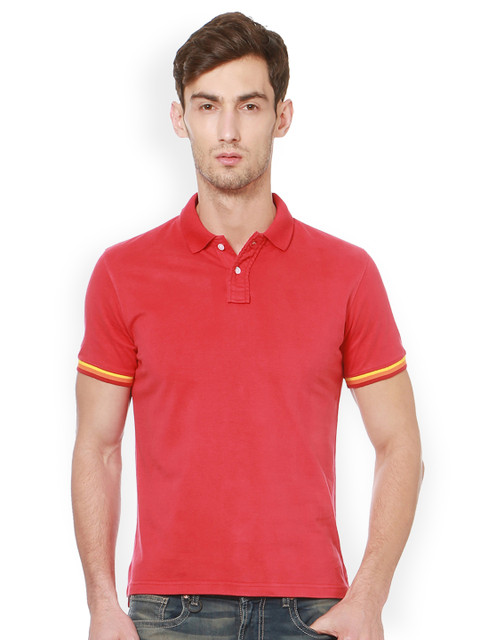

Peter England Casuals Men Red Solid Polo Collar T-shirt