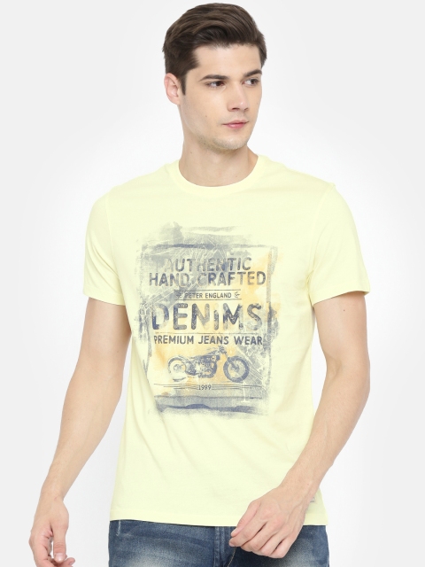 

Peter England Casuals Men Yellow Printed Round Neck T-shirt