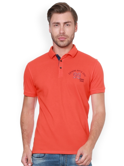 

Peter England Casuals Men Orange Solid Polo Collar T-shirt