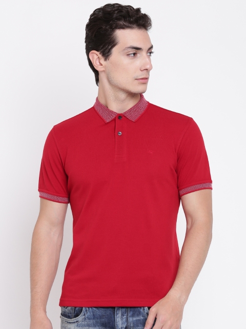 

Peter England Men Red Solid Polo Collar T-shirt