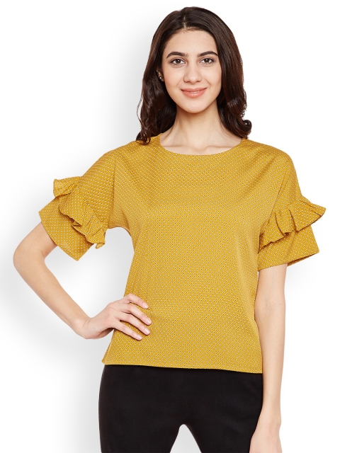 

PRIMO KNOT Women Mustard Printed Top