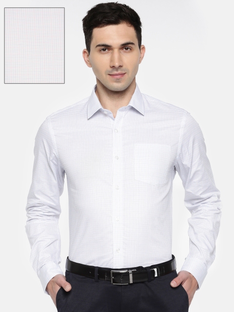 

Arrow Men White & Blue Slim Fit Checked Formal Shirt