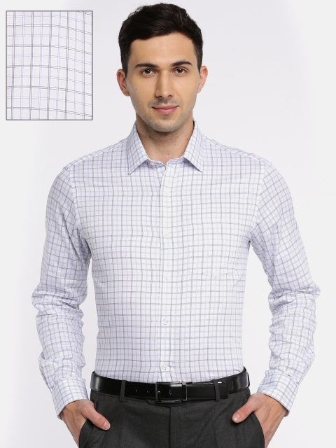 

Arrow Men White & Blue Slim Fit Checked Formal Shirt