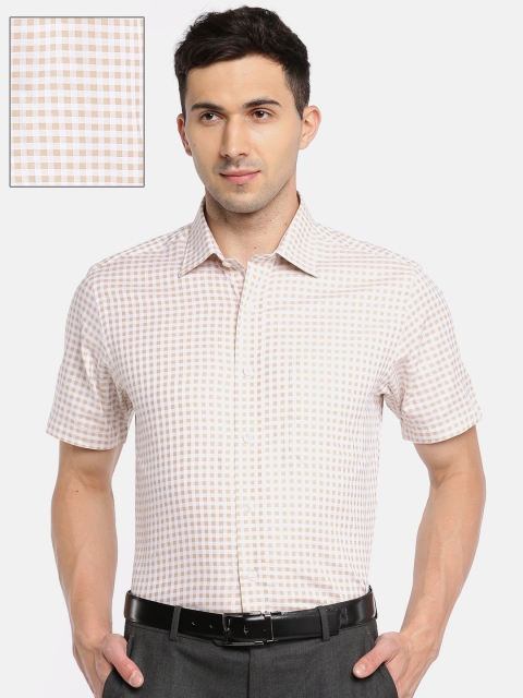 

Arrow Men Lavender & White Regular Fit Checked Formal Shirt, Brown
