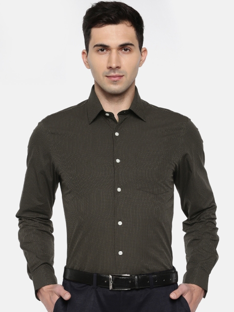 

Arrow Men Olive Green Slim Fit Printed Formal Shirt