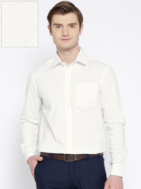 

Arrow Men White & Navy Slim Fit Printed Formal Shirt