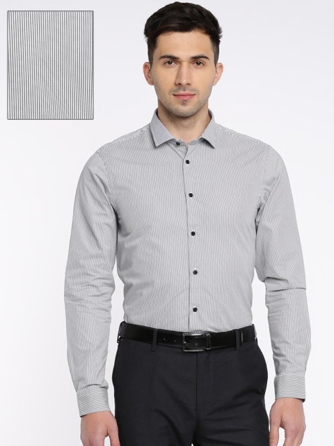 

Arrow New York Men Grey & White Slim Fit Striped Formal Shirt