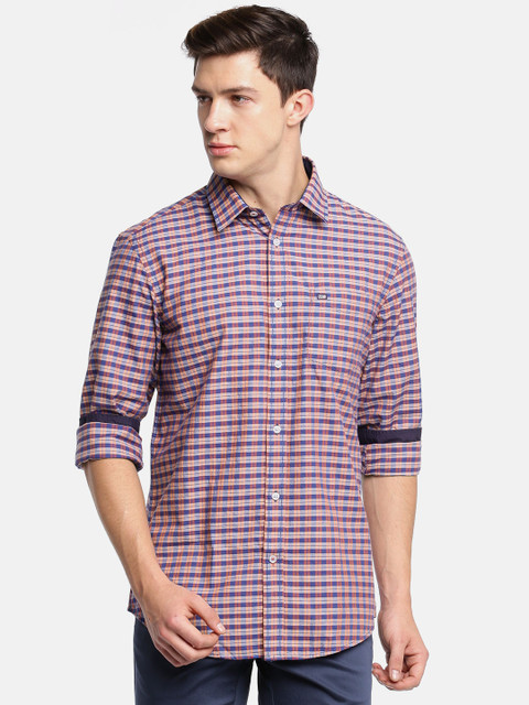 

Arrow Sport Men Rust Red & Blue Slim Fit Checked Casual Shirt