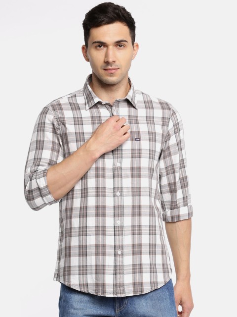

Arrow Sport Men White & Grey Slim Fit Checked Casual Shirt