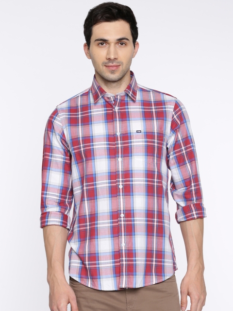 

Arrow Sport Men Red & White Slim Fit Checked Casual Shirt, Pink
