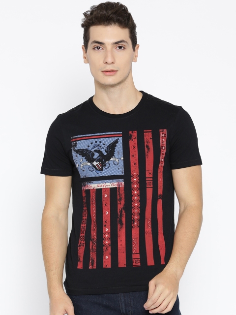 

Arrow Blue Jean Co. Men Black Printed Round Neck T-shirt