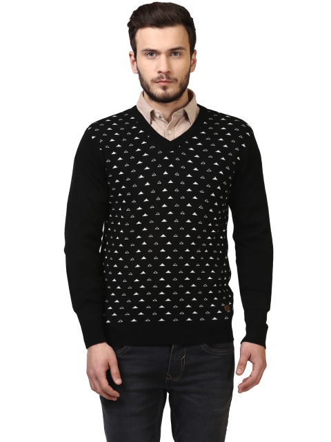 

Parx Men Black Self Design Sweater Vest