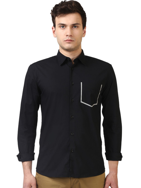 

Parx Men Black Slim Fit Solid Casual Shirt