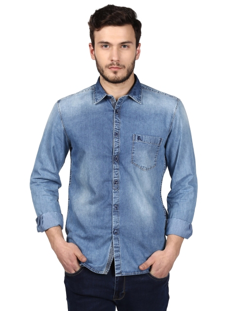 

Parx Men Blue Slim Fit Faded Casual Shirt