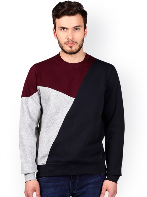 

Parx Men Blue & White Colourblocked Sweatshirt