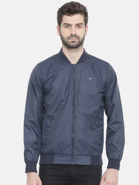 

Parx Men Blue Self Design Tailored Jacket