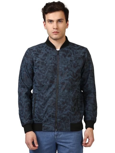 

Parx Men Blue Printed Tailored Jacket